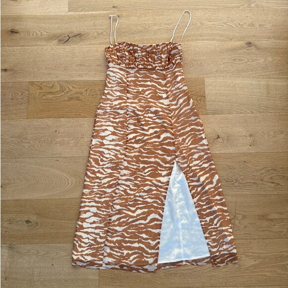 Camila Coelho - Bailee Zebra Print Midi Dress in Orange & Cream - Picture 1 of 5